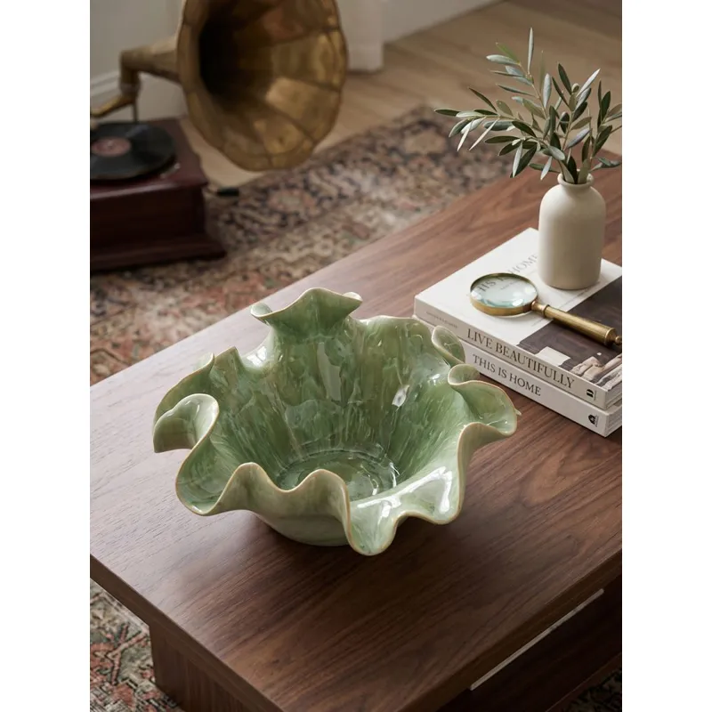 Sage Ruffled Ceramic Bowl