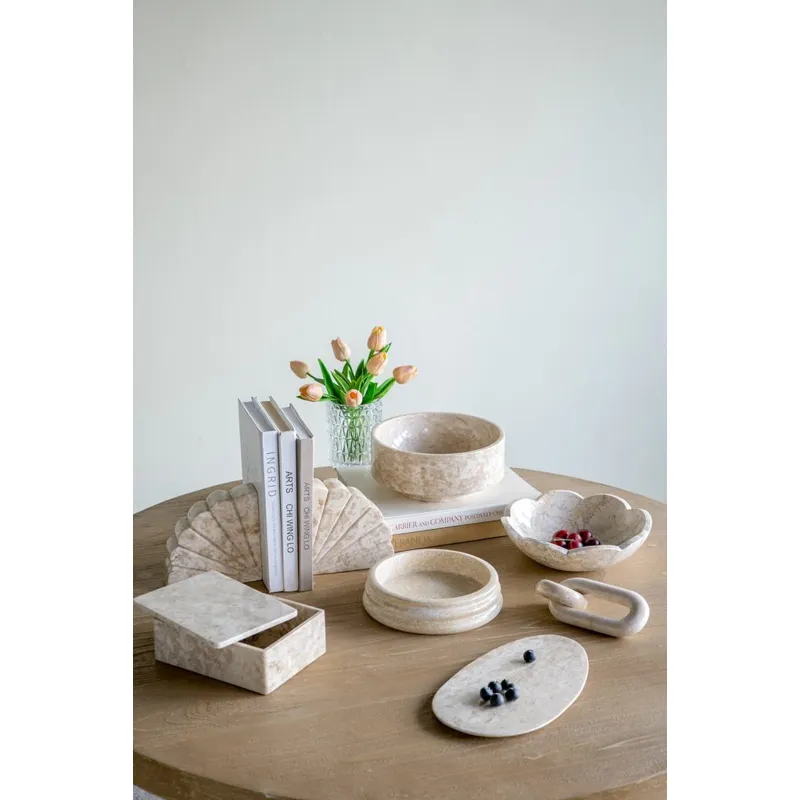 Cream Marble Fan Bookend
