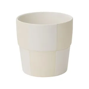 Checkerboard Pot, Off-White - 5"x 5"