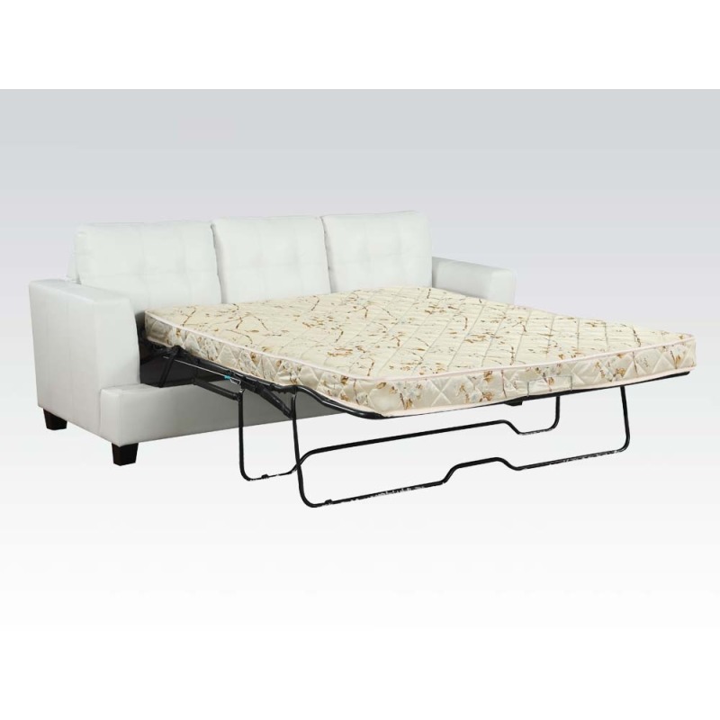 Platinum White Bonded Leather Sofa w/Queen Sleeper by Acme Furniture