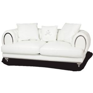 Ellia Leather StandardSofa in Cream St.Steel