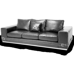 Ciras Leather MansionSofa in Black St.Steel