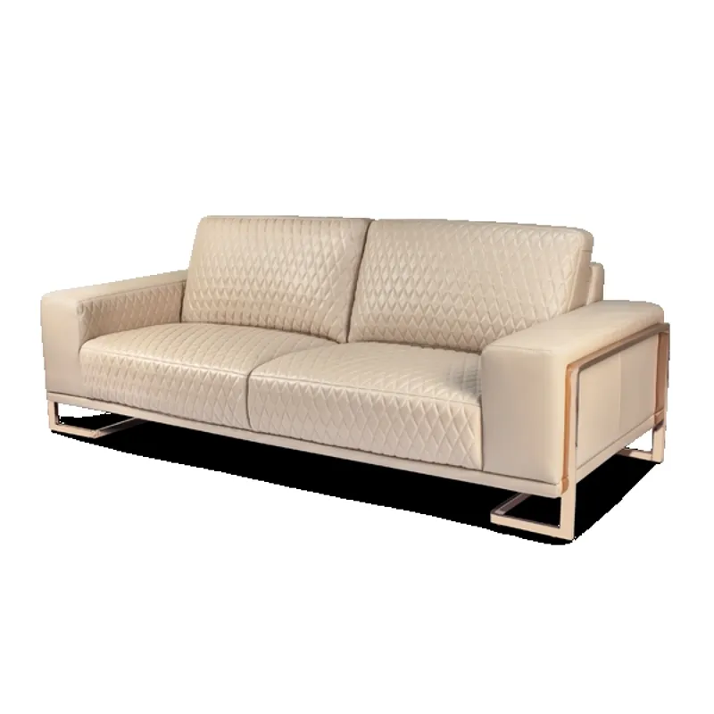 Gianna Leather StandardSofa inPeach RoseGold