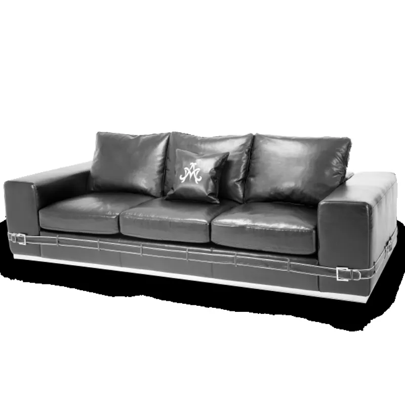 Ciras Leather MansionSofa in Black St.Steel