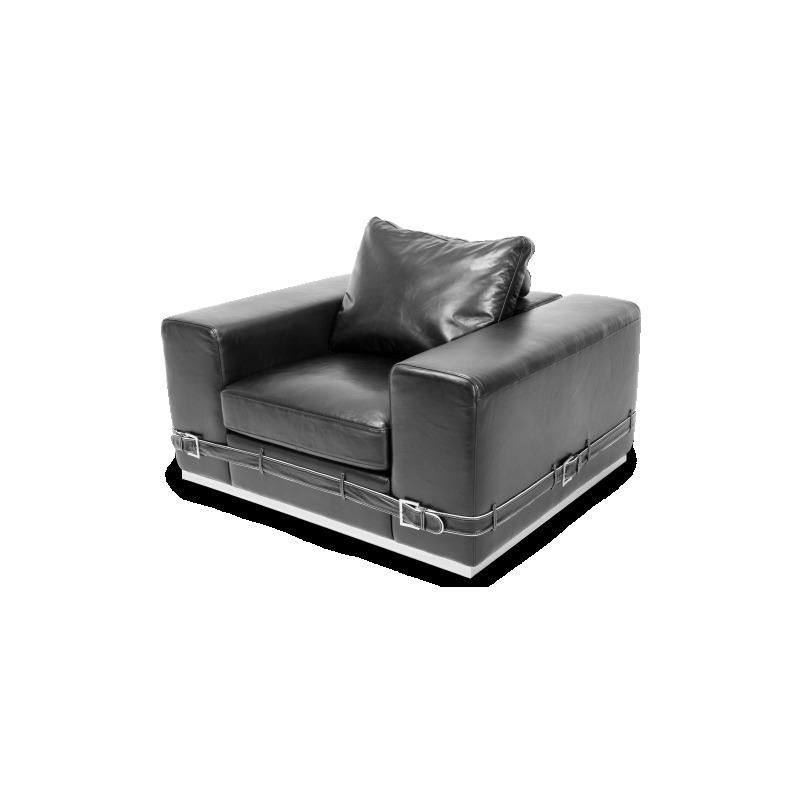 Ciras Leather Chair in Black St.Steel