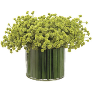 Baby's Breath/Grass in Glass Vase - Green