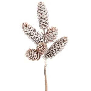 8" Iced Plastic Pine Cone Pick Brown
