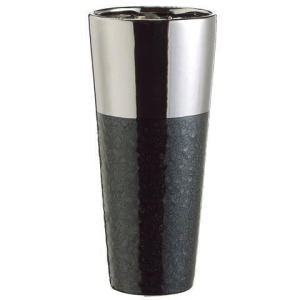 Tall Ceramic Pot - Silver Black