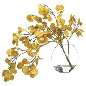 Aspen Leaf Spray in Glass Vase Yellow