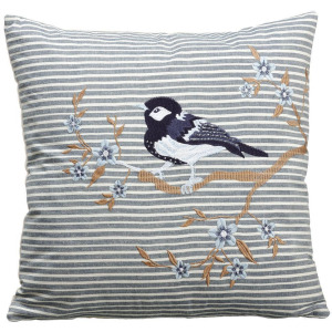 Bird Pillow - Blue Cream