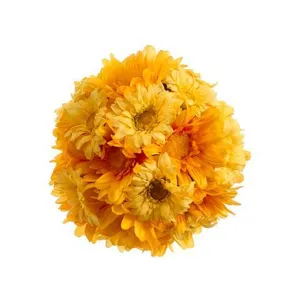 7" Gerbera Daisy Kissing Ball  - Two Tone Yellow