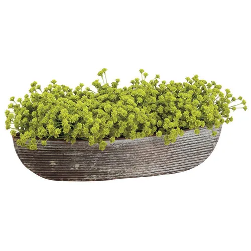 Baby Breath in Tin Oval Container - Green