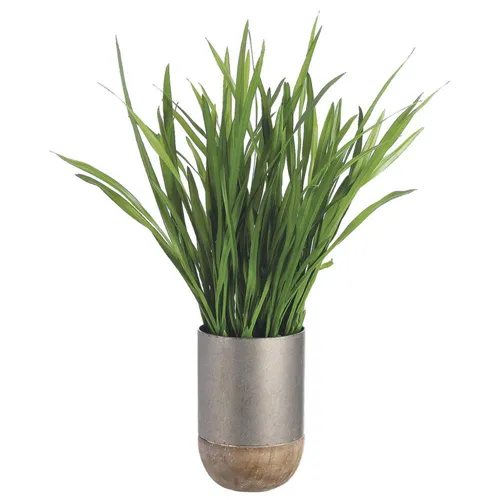 Cymbidium Orchid Foliage in Iron/Wood Planter - Green