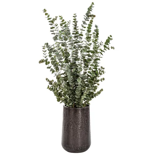 Eucalyptus Plant In - Textured Planter - Green Gray