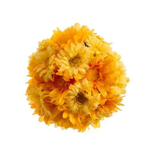 7" Gerbera Daisy Kissing Ball  - Two Tone Yellow