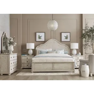 Cambric Vignette Panel Bed Headboard Creme - Queen