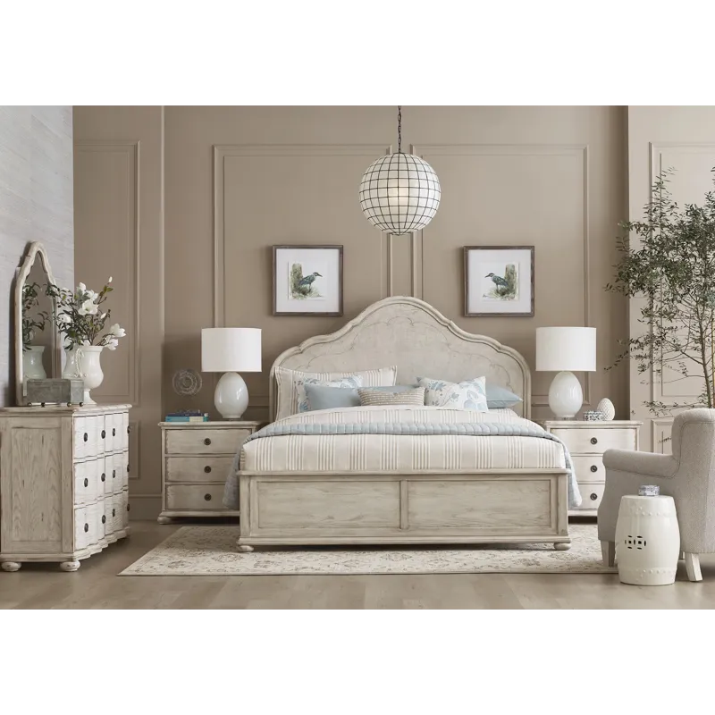 Cambric Vignette Panel Bed Footboard W/Rails And Slats Creme - California King