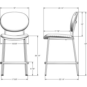 Cassandra Non Swivel Stool - Counter Height