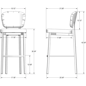 Isadora Non Swivel Stool - Bar Height