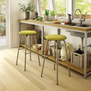 Button Swivel Stool - Bar Height