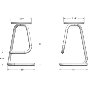 Paperclip70 Non Swivel Stool - Counter Height