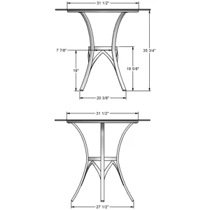 Kai Pub Table Base With Solid Wood Accent