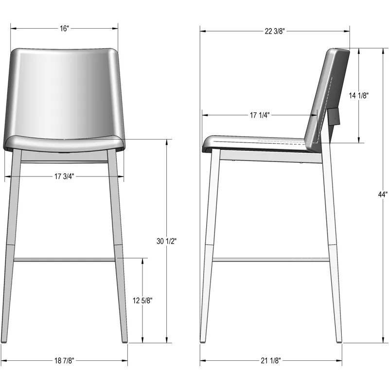 Charlotte Non Swivel Stool - Bar Height