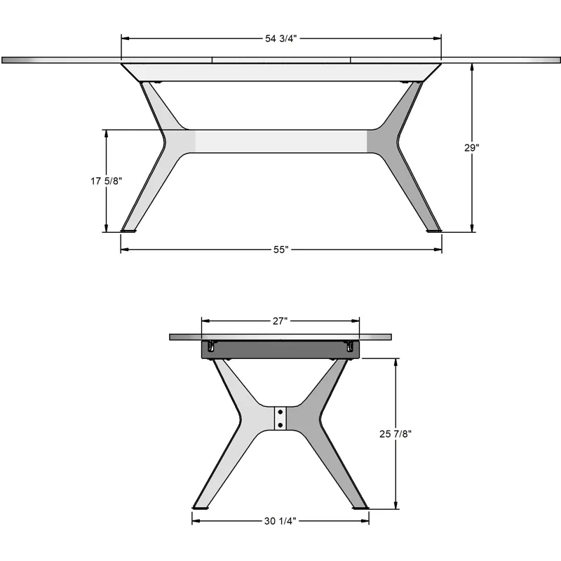Boomerang Extendable Table Base For Butterfly Leaf Tabletop
