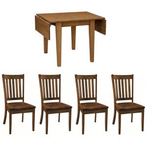 5 PC Maple Leg Drop-Leaf Dining Set
