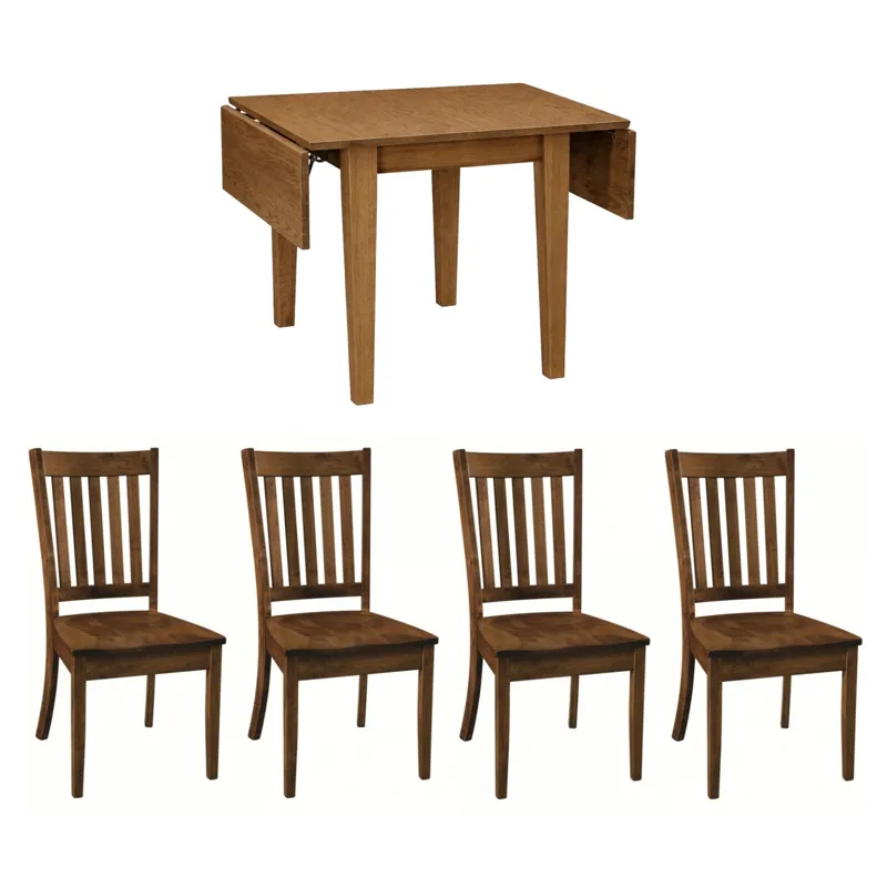 5 PC Maple Leg Drop-Leaf Dining Set