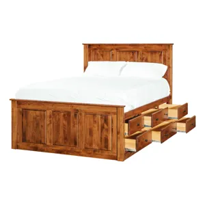 Shaker Chest Bed - Tall 6- Drawer / 3-Drawer Pedestal & Raised Panel HB / FB