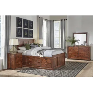 Shaker Chest Bed - Tall 6- Drawer / 3-Drawer Pedestal & Raised Panel HB / FB