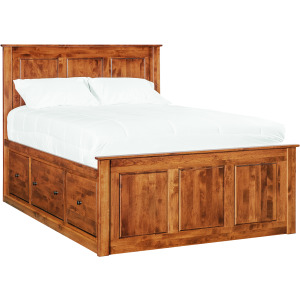 Shaker Chest Bed - Tall 6- Drawer / 3-Drawer Pedestal & Raised Panel HB / FB
