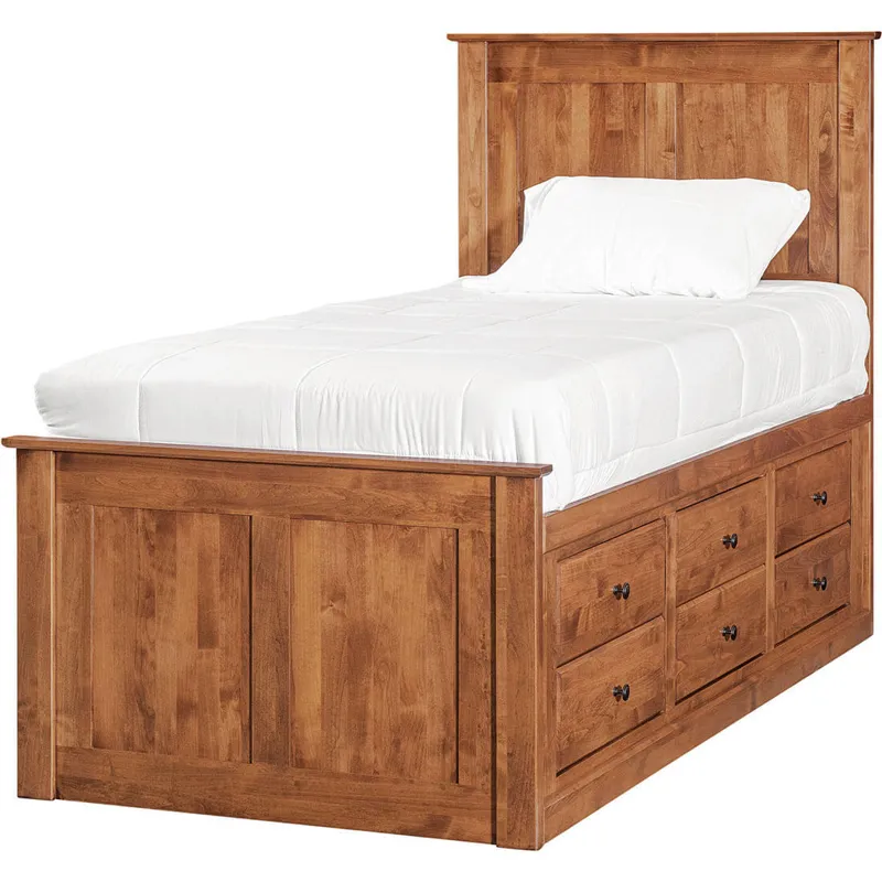 Archbold-Furniture-Shaker-Twin-Chest-Bed-Tall-6-Drawer-3-Drawer-Pedestal-and-Raised-Panel-HB-FB-Righ