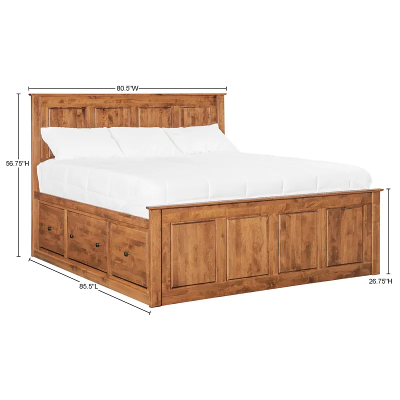 Shaker 3 Drawer Pedestal California King