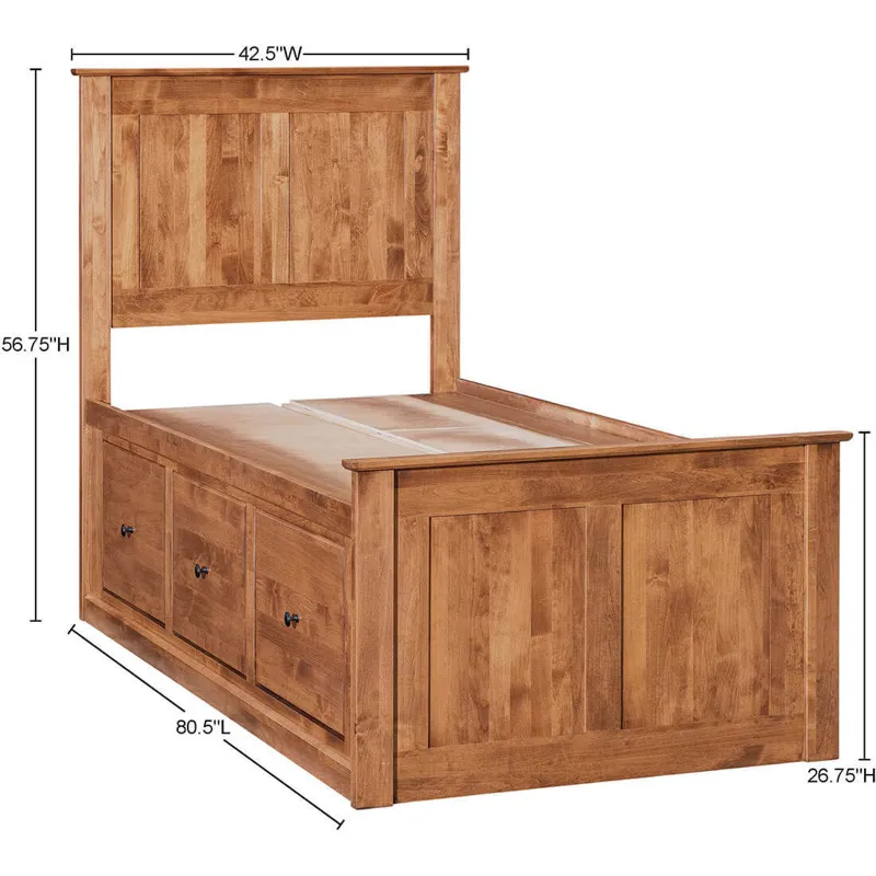 Archbold-Furniture-Shaker-Twin-Chest-Bed-Tall-6-Drawer-3-Drawer-Pedestal-and-Raised-Panel-HB-FB-Fram