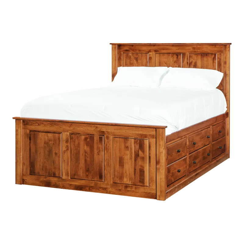 Shaker Chest Bed - Tall 6- Drawer / 3-Drawer Pedestal & Raised Panel HB / FB