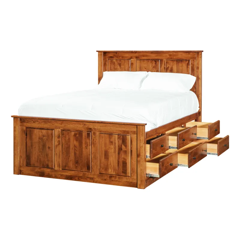 Shaker Chest Bed - Tall 6- Drawer / 3-Drawer Pedestal & Raised Panel HB / FB