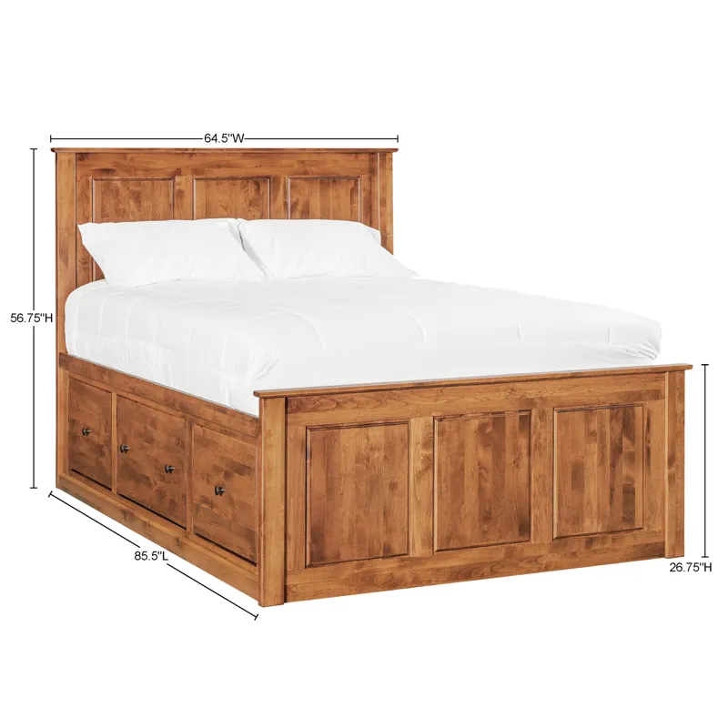 Shaker Chest Bed - Tall 6- Drawer / 3-Drawer Pedestal & Raised Panel HB / FB