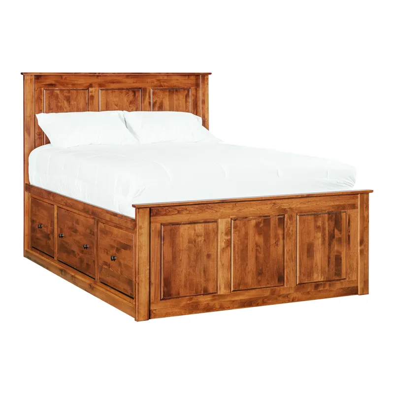Shaker Chest Bed - Tall 6- Drawer / 3-Drawer Pedestal & Raised Panel HB / FB