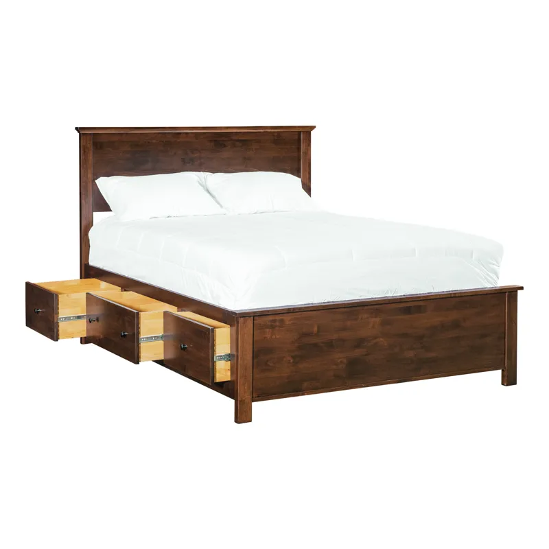 Portland Plank Bed - Storage Pedestals
