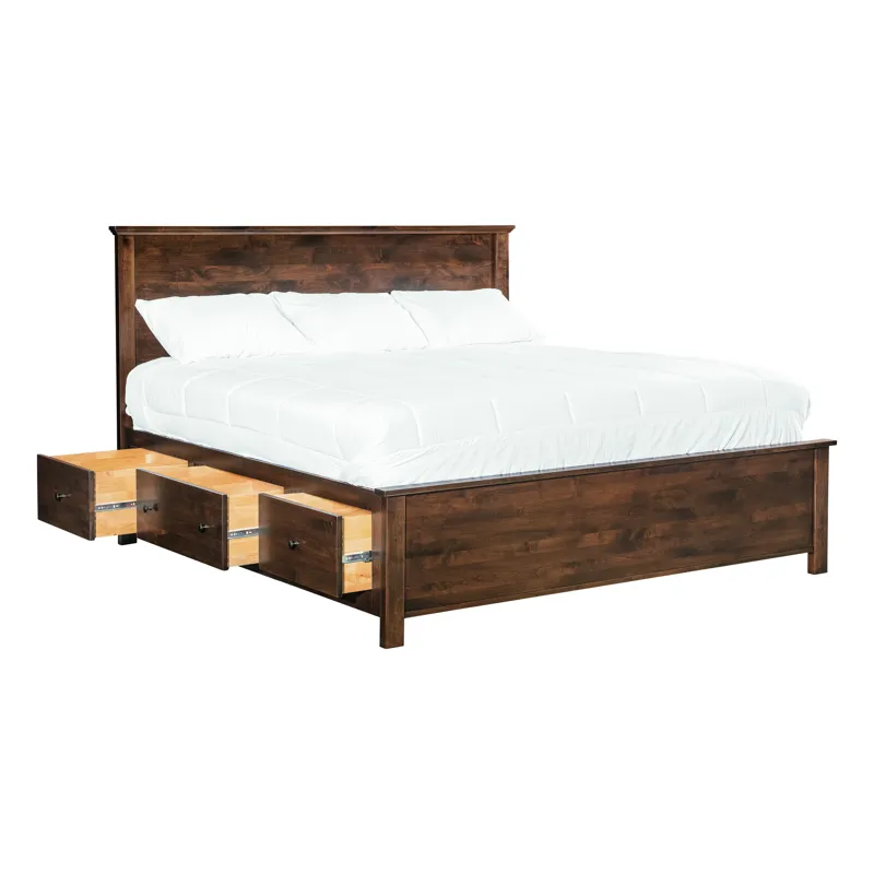 Portland Plank Bed - Storage Pedestals