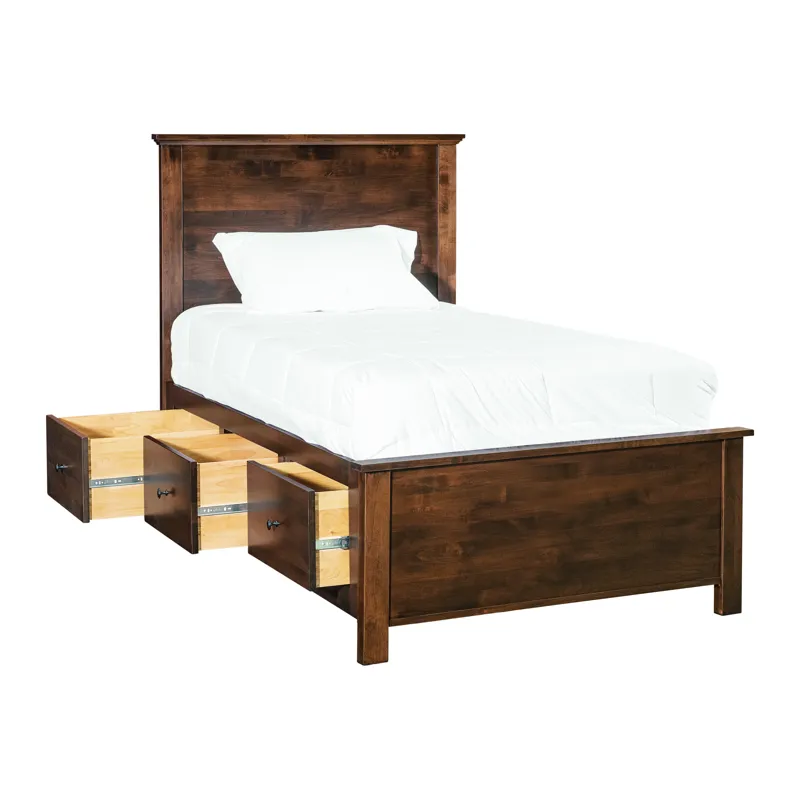 Portland Plank Bed - Storage Pedestals