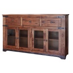 70" Console 3 drawer, 4 Glass Doors