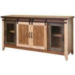 Antique 70" TV Stand w/2 Glass Doors
