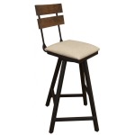 30" Swivel Barstool w/ Fabric Seat & Iron Base