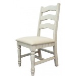 Solid Wood Chair w/fabric seat Ivory Finish