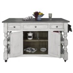 Kitchen Island w/3 Drawer, 2 doors, 4 Shelves & Casters