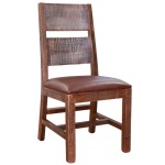 Antique Multicolor Chair with Faux Leather Seat