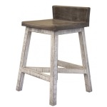 24" Stool -with wooden seat & base- Stone finish
